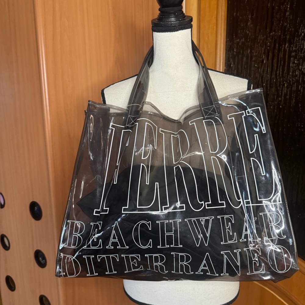 Gianfranco Ferré big transparent
tote beach bag with logo